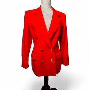 Vintage Saville Petites Double-Breasted Red Blazer | Size 6P